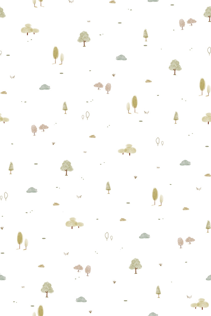 Mini Timberland, Pattern Wallpaper in Multicolor close up
