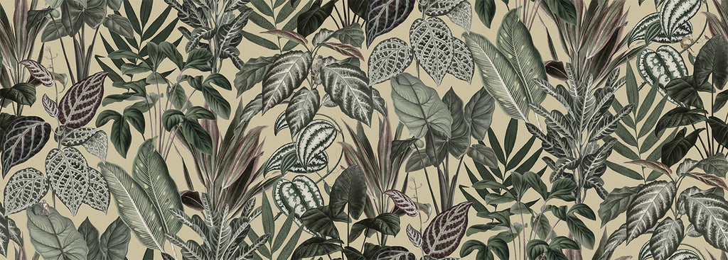 Night-time Jungle, Tropical Mural Wallpaper in sand closeup