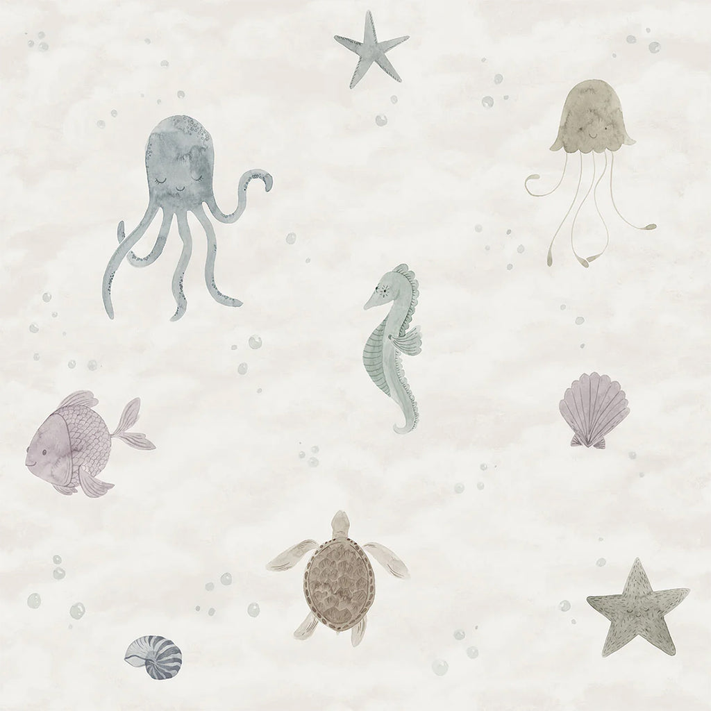 Ocean Friends, Pattern Wallpaper in sand closeup