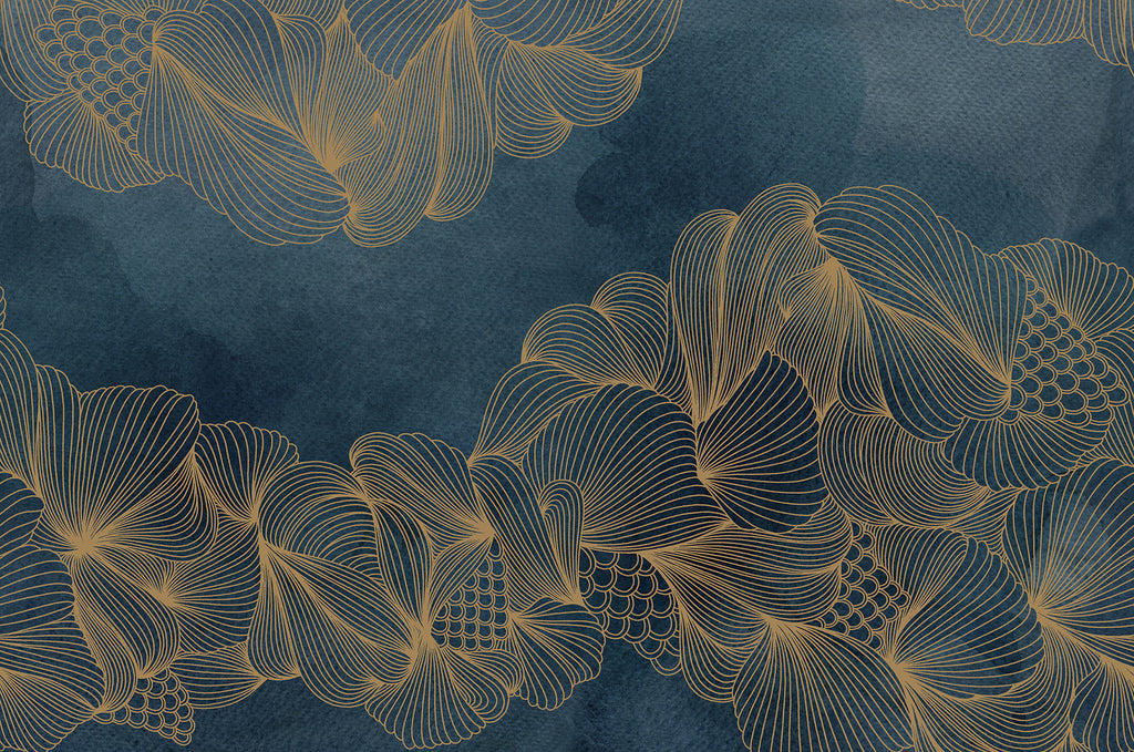 Opulent Beauty, Wallpaper in dark blue closeup