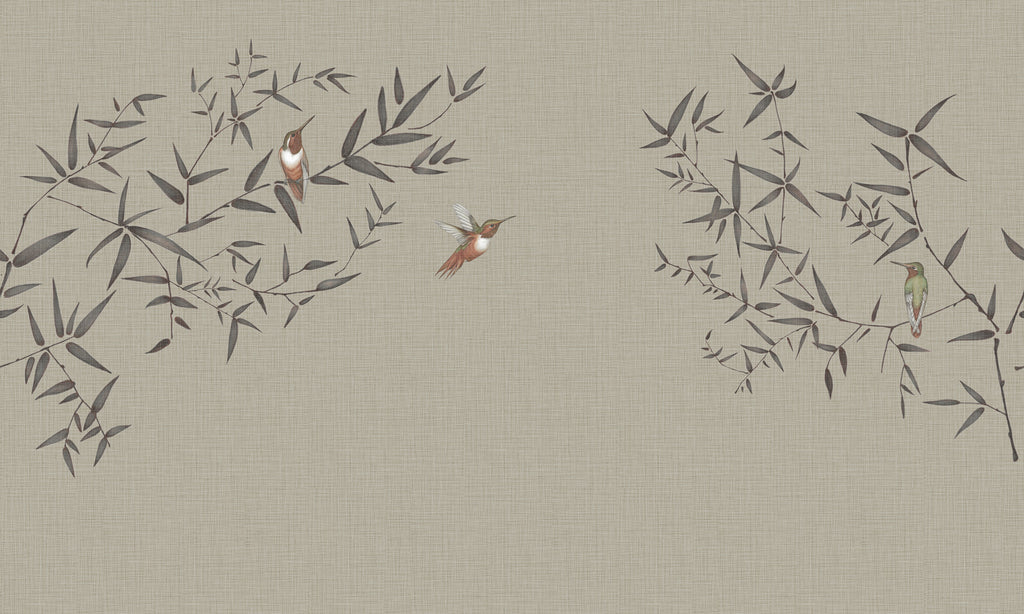 Oriental Birdsong, Animal Mural Wallpaper in natural colourway