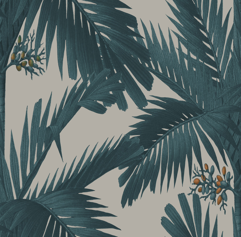 Palm Spring, Tropical Pattern Wallpaper in Turquoise colourway