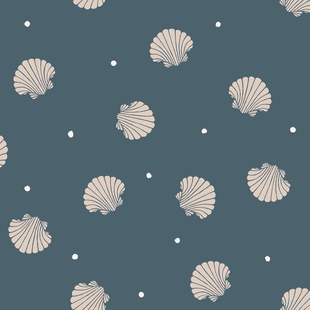 Picking Seashells, Wallpaper in Blue Closeup