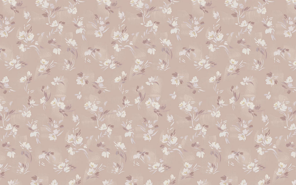 Rebecca, Floral Pattern Wallpaper in Nude close up 