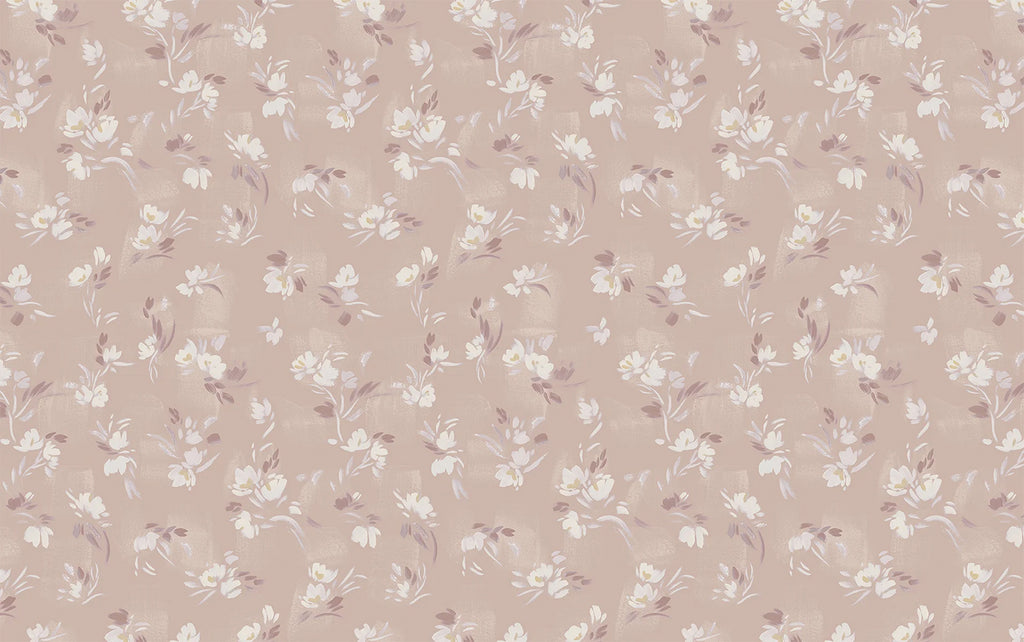 Rebecca, Floral Pattern Wallpaper in Nude close up 