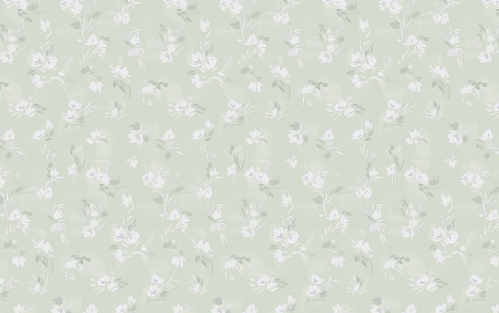 Rebecca, Floral Pattern Wallpaper in Sage close up 