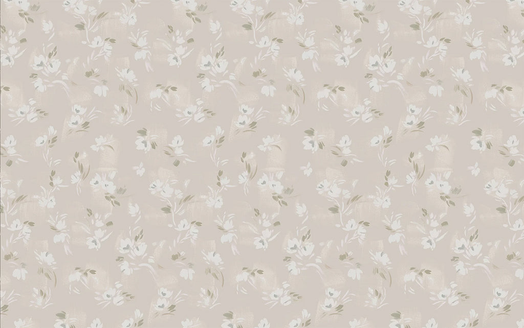 Rebecca, Floral Pattern Wallpaper in Sand close up 