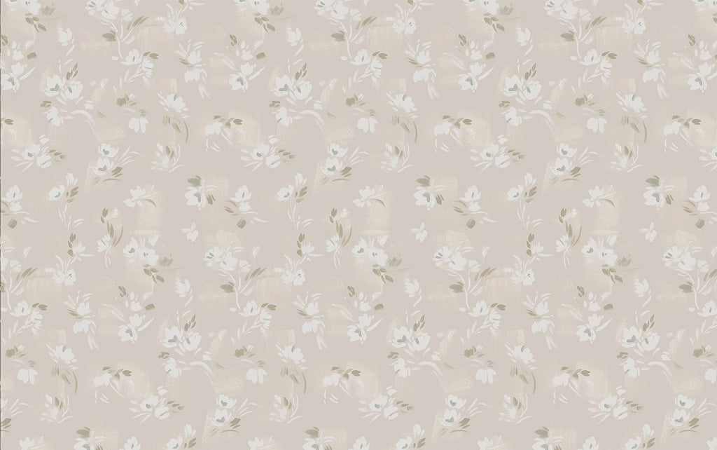 Rebecca, Floral Pattern Wallpaper in Sand close up 