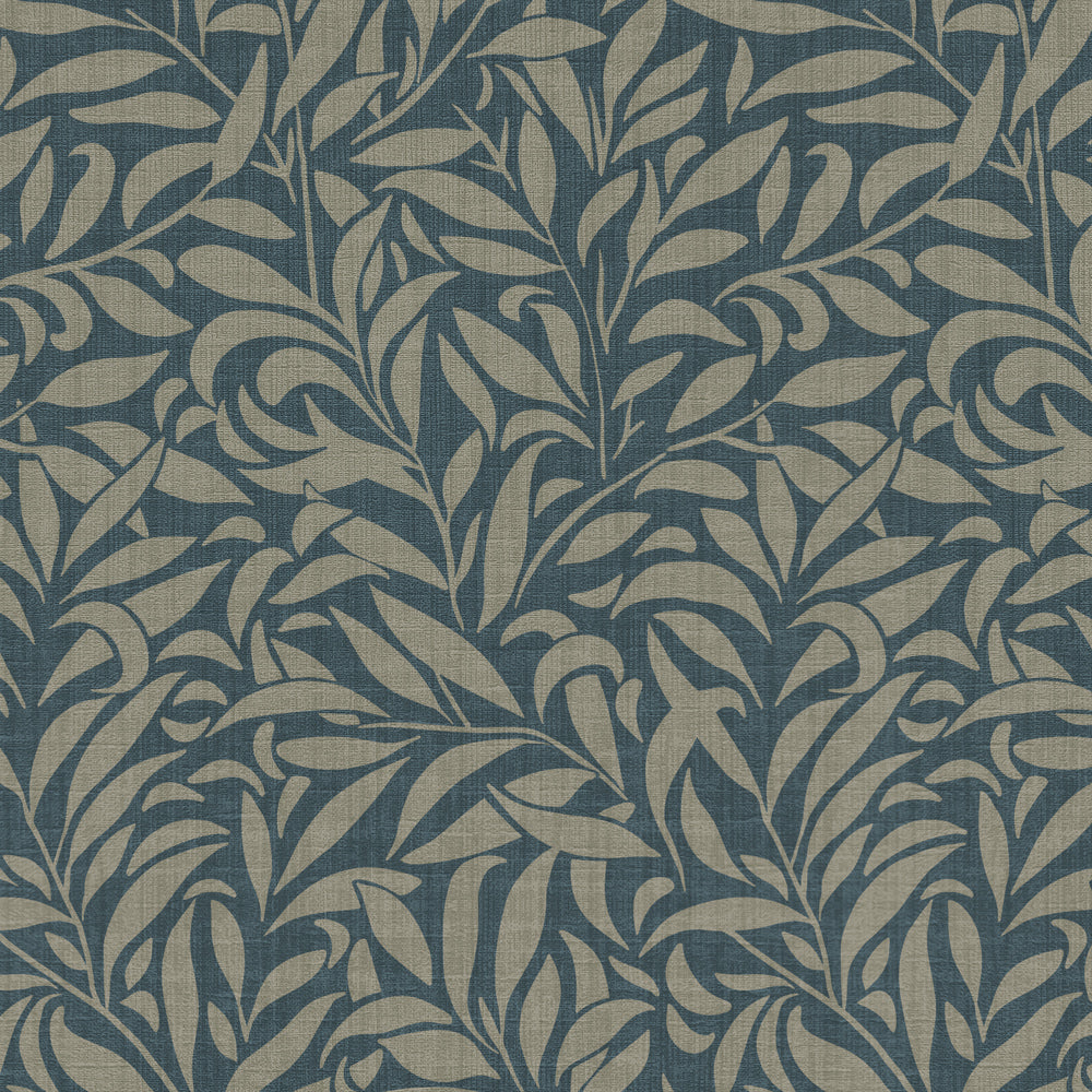 Rippling leaves wallpaper blue