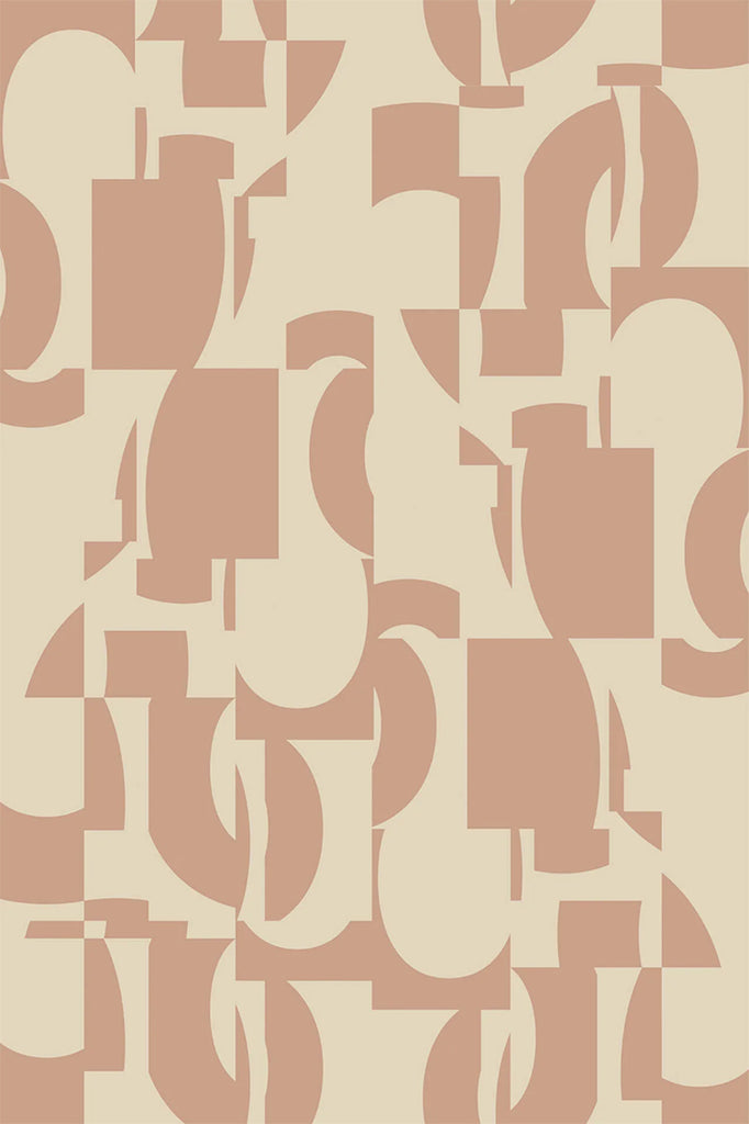 Slow Assembly, Geometric Pattern Wallpaper in Nude close up 
