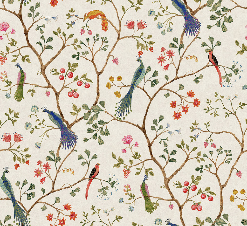 Song Birds, Animal Pattern Wallpaper featuring several colorful birds