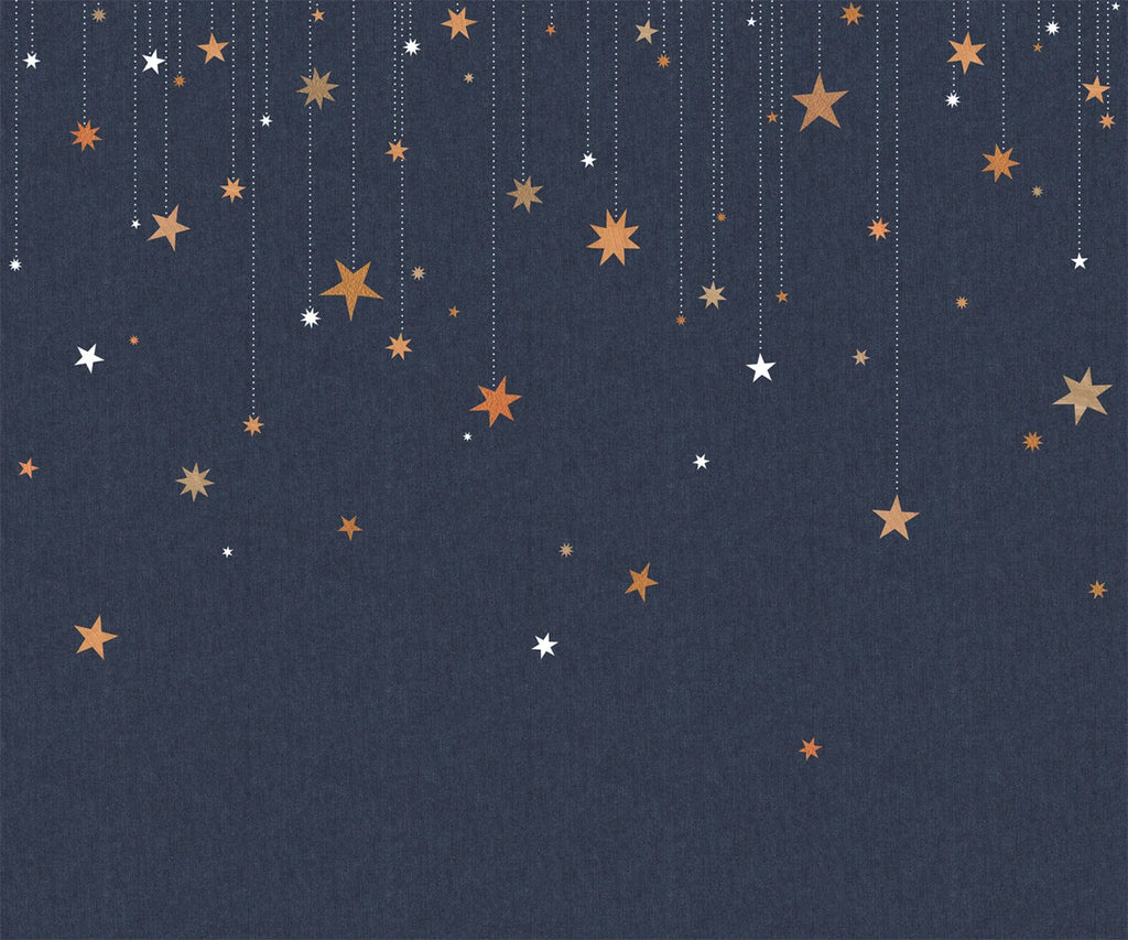 Stargazing, Pattern Wallpaper in dark blue closeup