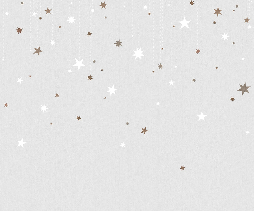 Stargazing, Pattern Wallpaper in light grey closeup