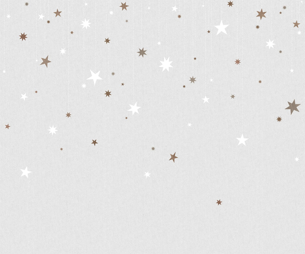 Stargazing, Pattern Wallpaper in light grey closeup