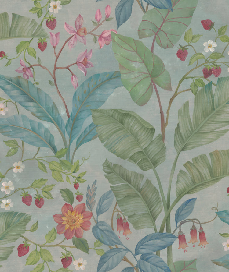 Strawberry Lane, Pattern Wallpaper in Green colourway