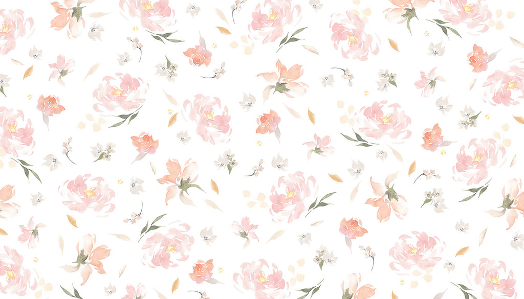 Sweet Blooms, Pink Floral Pattern Wallpaper Close Up