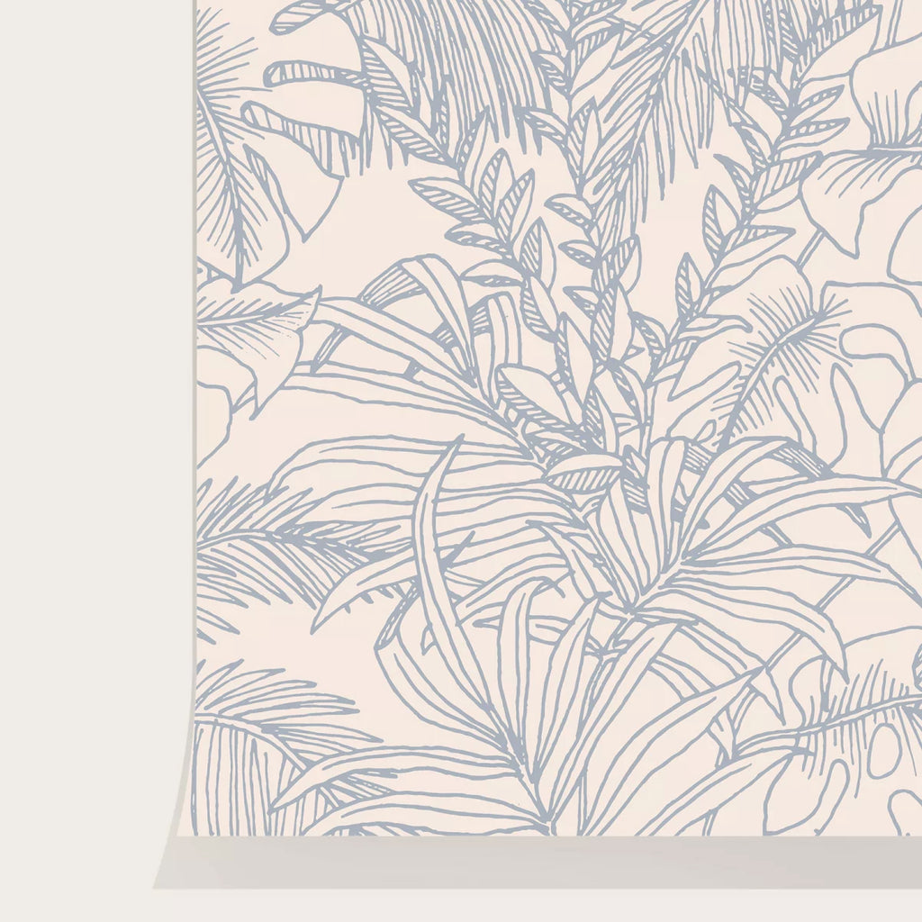 Terre, Tropical Pattern Wallpaper in Sand, closeup