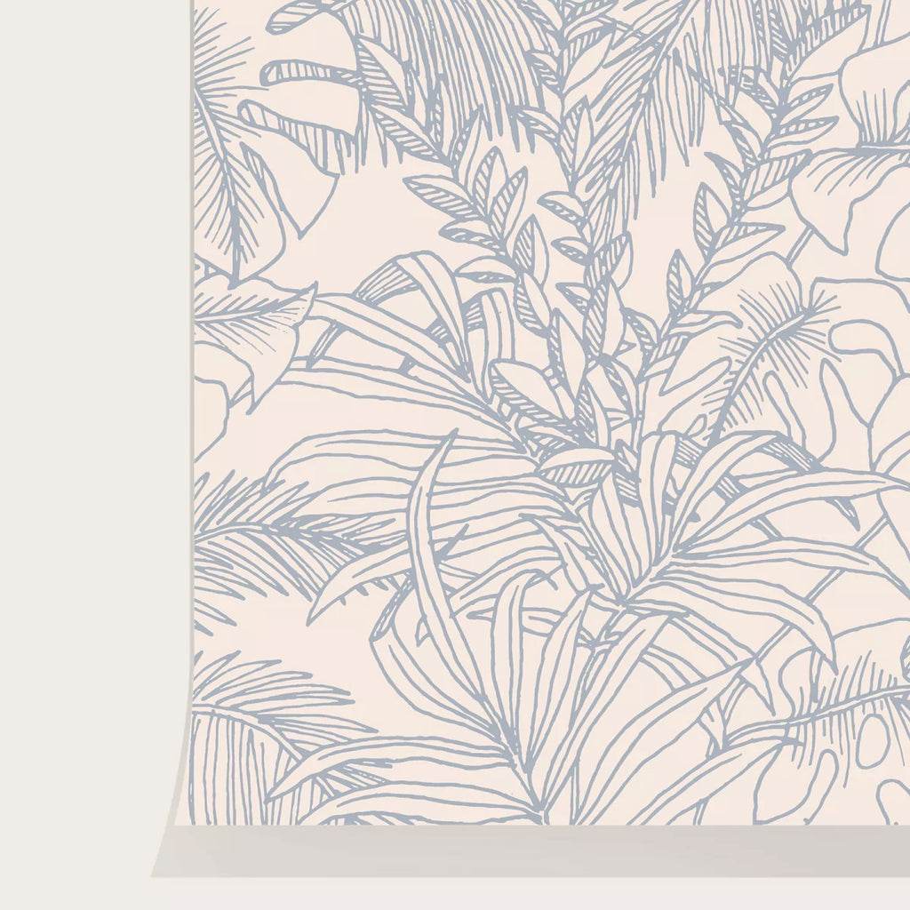 Terre, Tropical Pattern Wallpaper in Sand, closeup