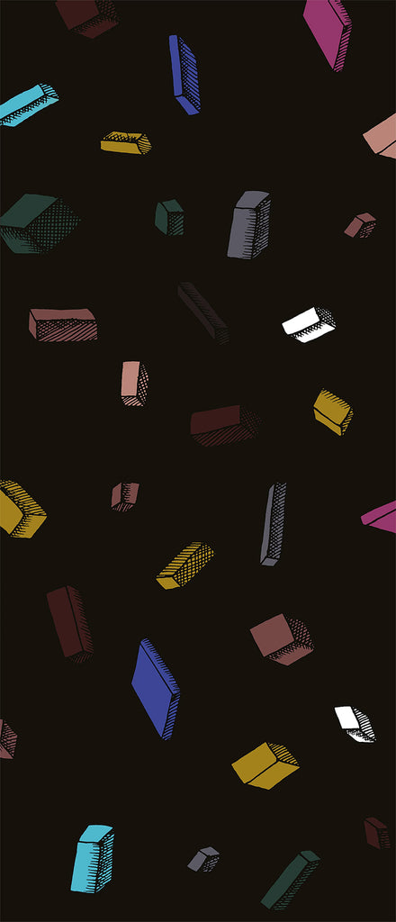 Tetris, Pattern Wallpaper in Black, closeup