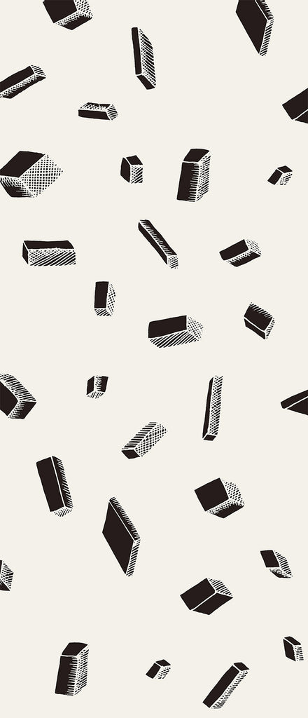 Tetris, Pattern Wallpaper in Black/White, closeup