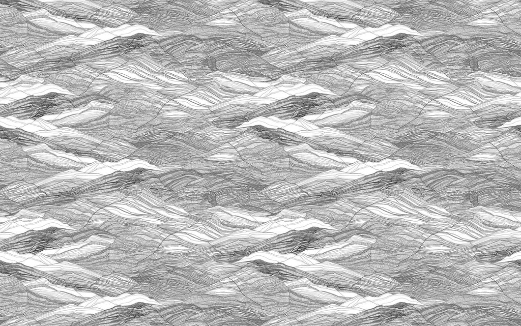 Tidal Waves, Pattern Wallpaper in Grey close up 