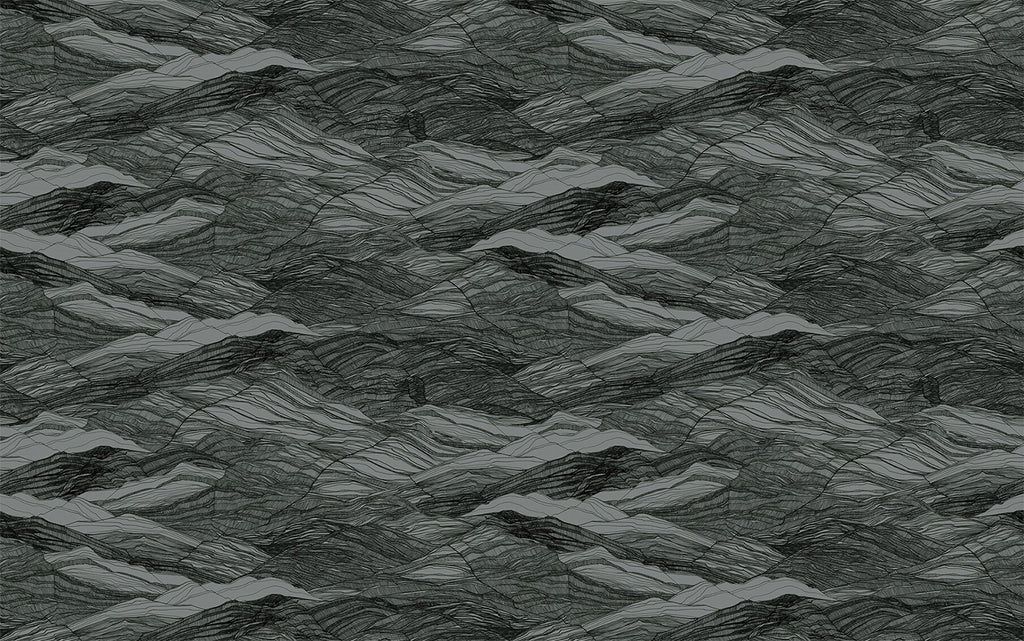 Tidal Waves, Pattern Wallpaper in Stratos Grey close up 