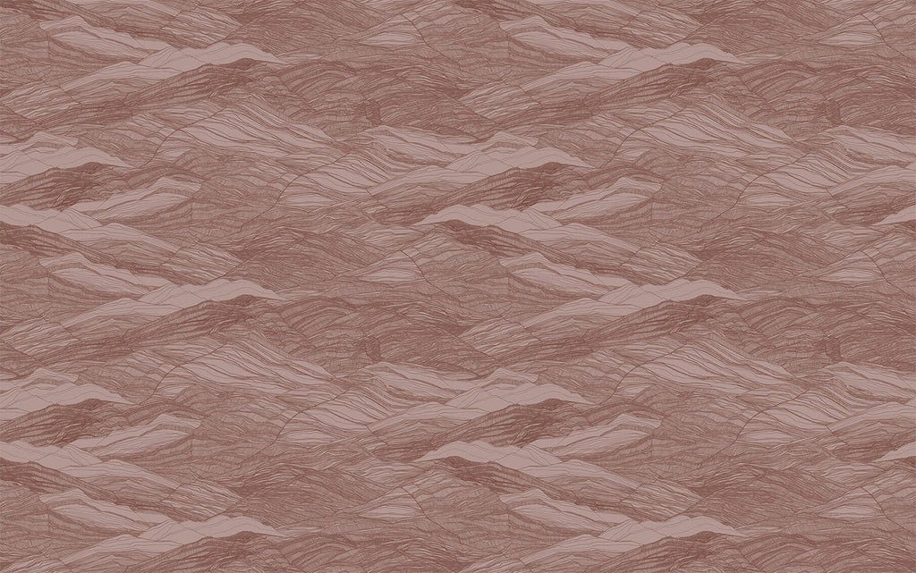 Tidal Waves, Pattern Wallpaper in Terracotta close up 