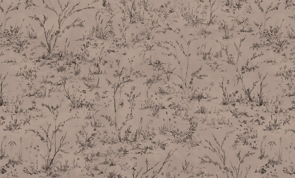 Trisha, Floral Pattern Wallpaper in Nude close up 