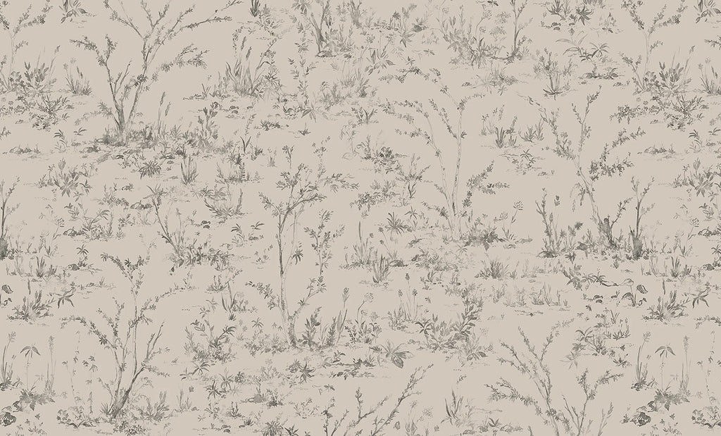 Trisha, Floral Pattern Wallpaper in Sand close up 