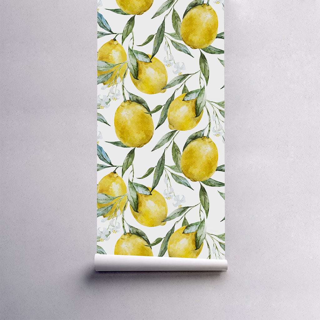 Vintage Lemons, Pattern Wallpaper close up
