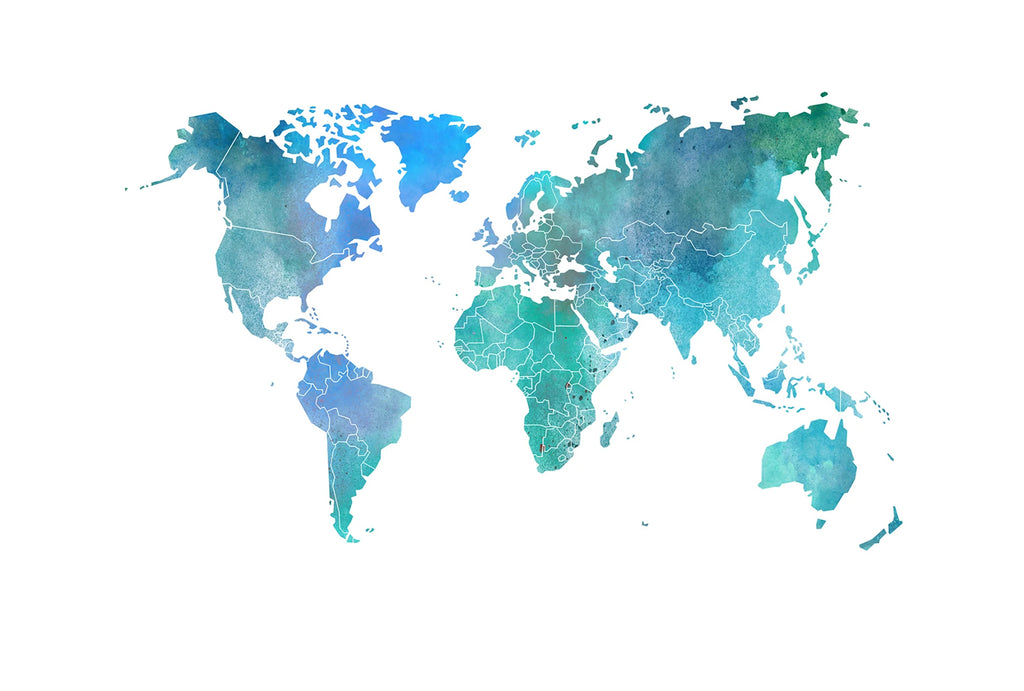  Your Own World Map, Mural Wallpaper in Emerald Green/Blue closeup