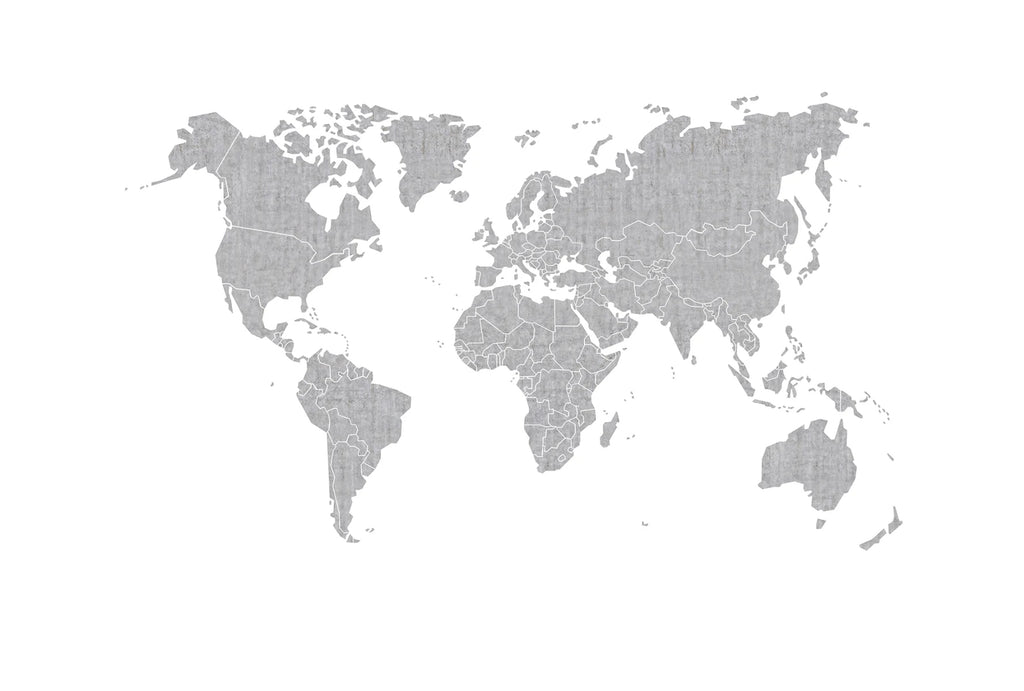  Your Own World Map, Mural Wallpaper in grey closeup