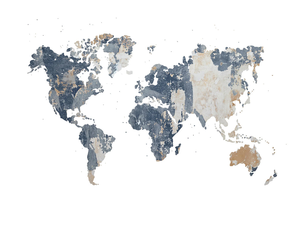  Your Own World Map, Mural Wallpaper in light grey closeup