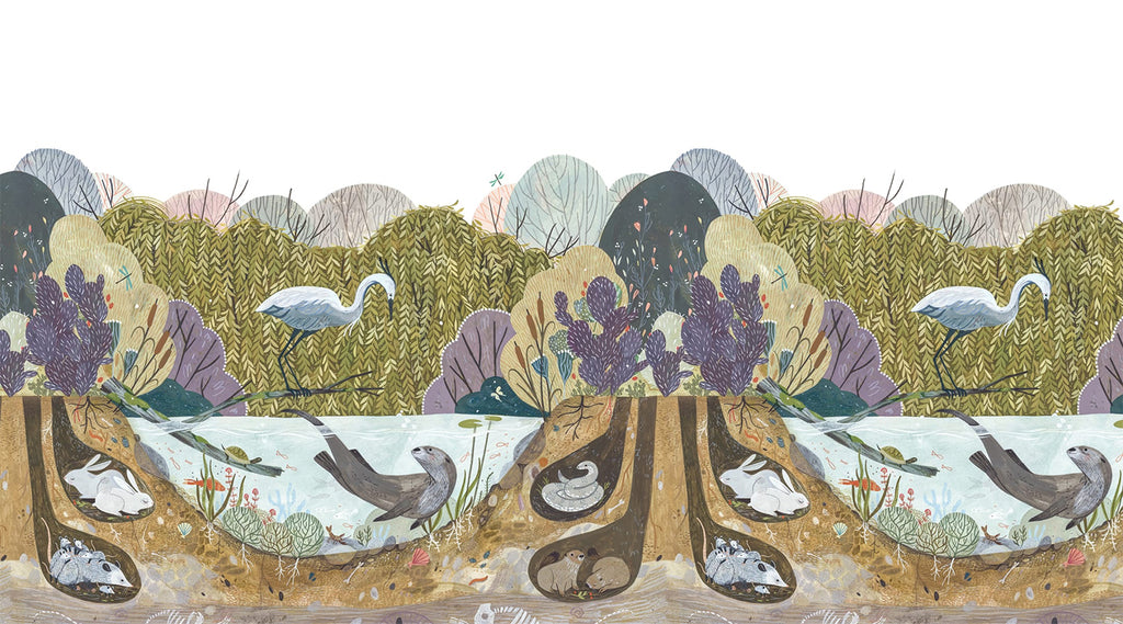 Wild Willows, Animal Mural Wallpaper close up