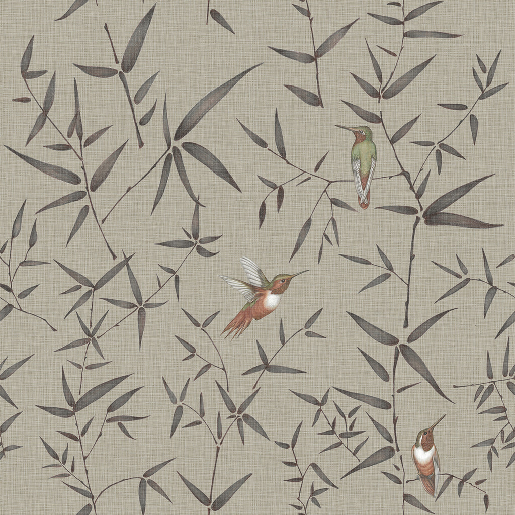 Oriental Birdsong Symphony, Animal Pattern Wallpaper in Natural colourway
