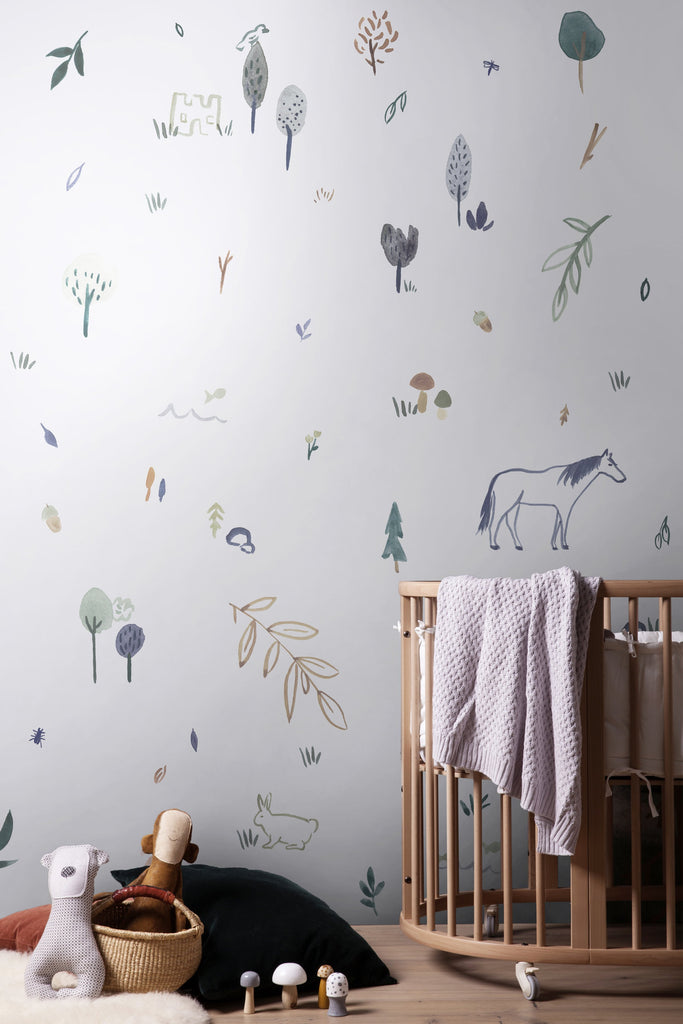Magical Farmland Wallpaper in a nursery