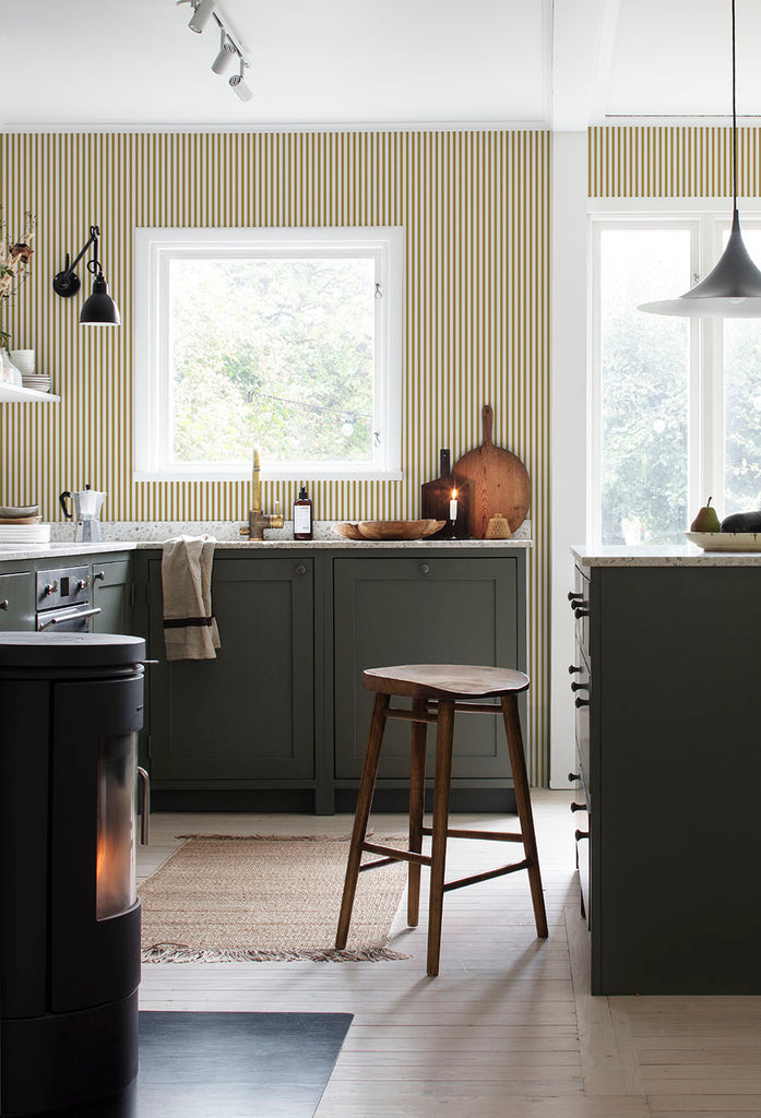 Delicate Stripes Wallpaper in a kitchen