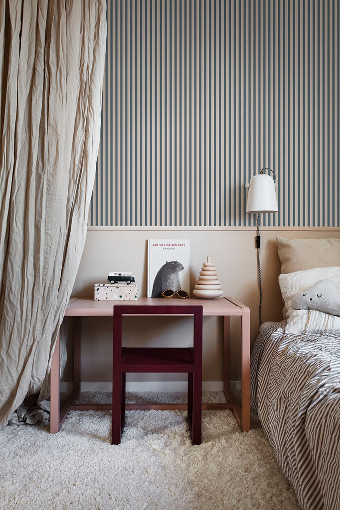 Delicate Stripes Wallpaper in a bedroom