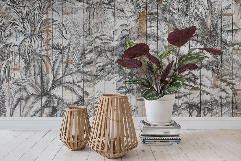 Bali Tropics Wallpaper closeup with furnishings