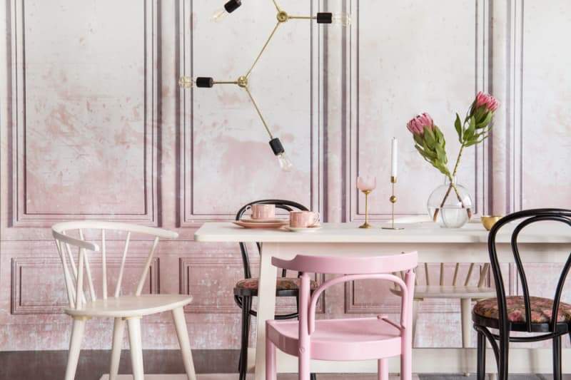 French Panels Wallpaper in a dining room