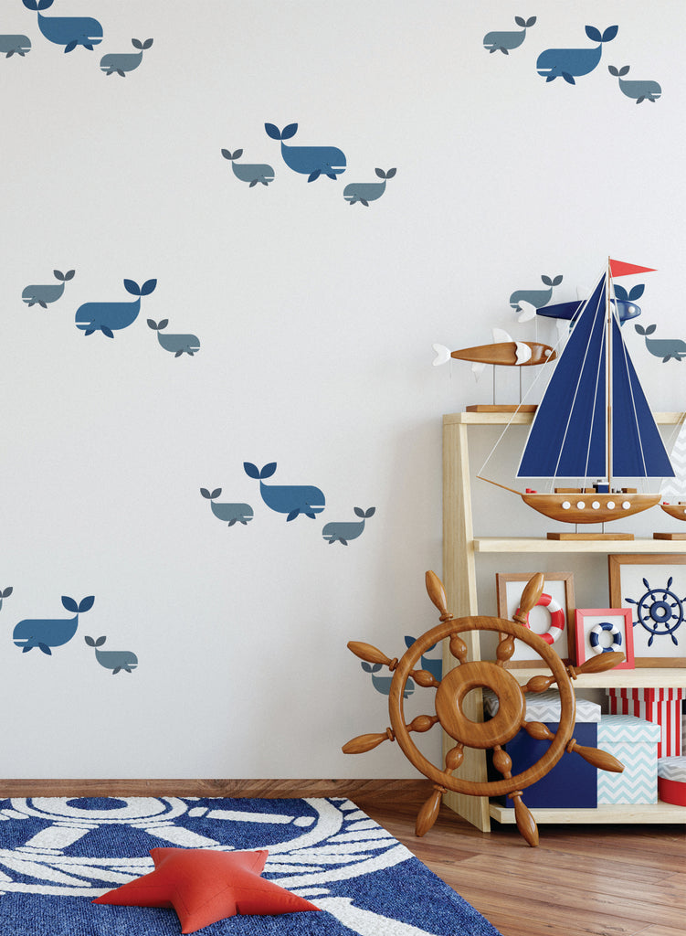 Whales, Wall Decals in a kid's playroom
