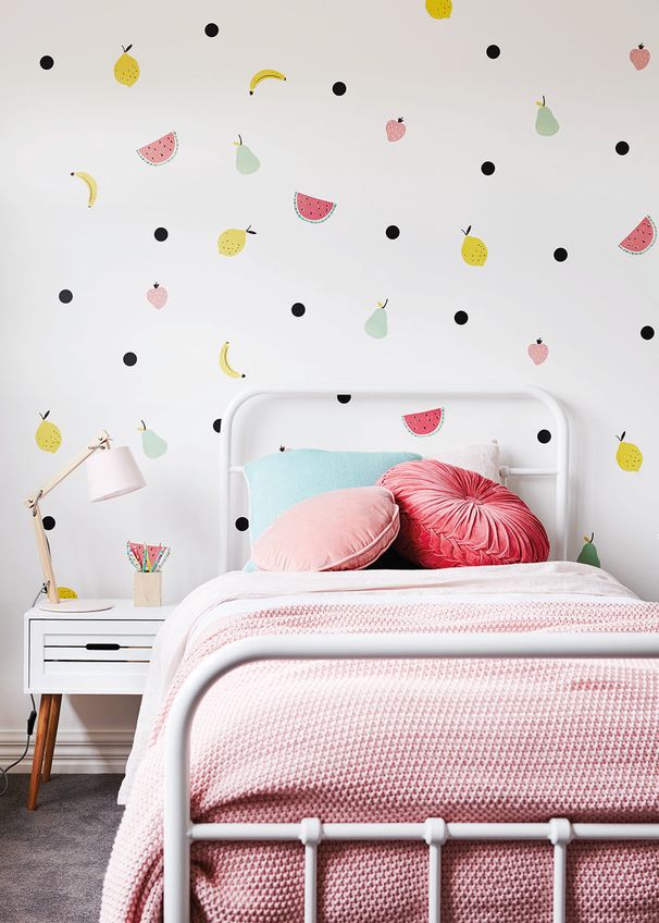Fruits Party Wall Decal in a bedroom