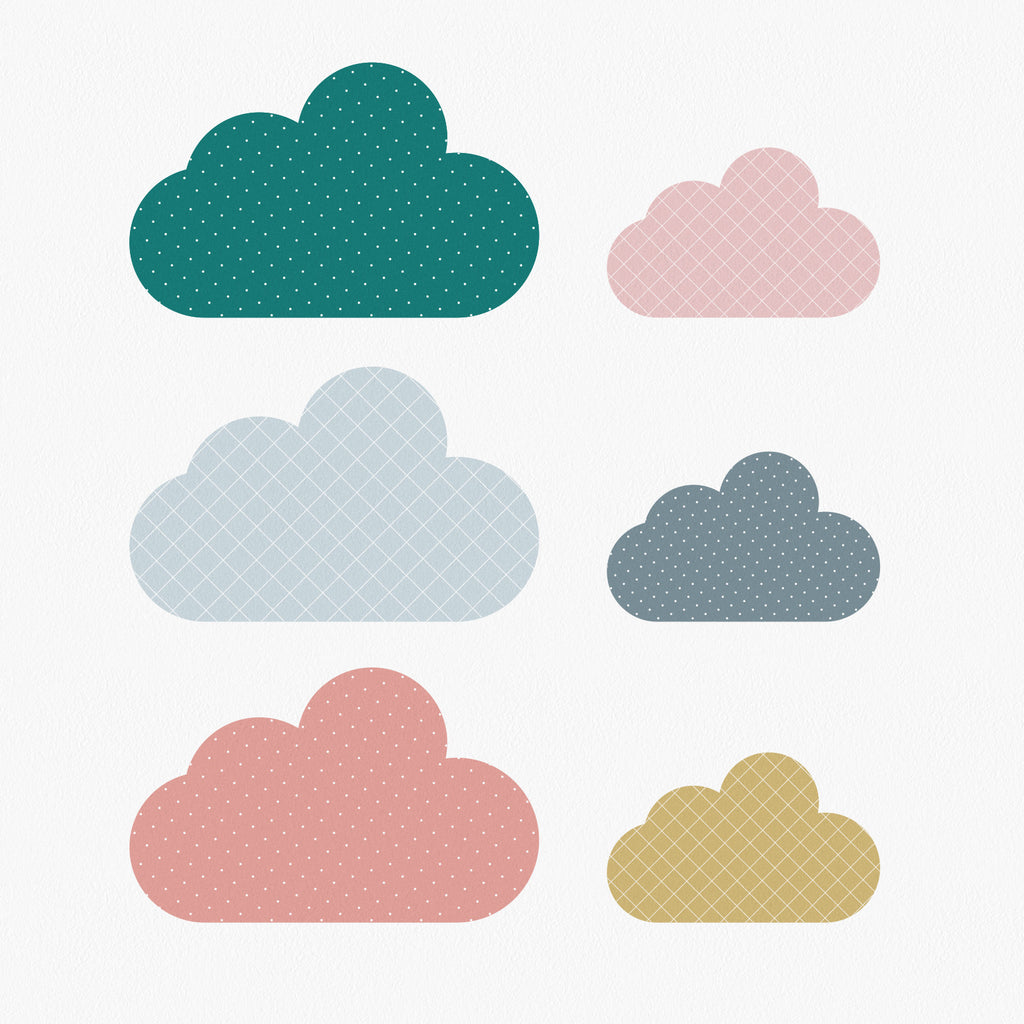 Patterned Clouds Wall Decals closeup