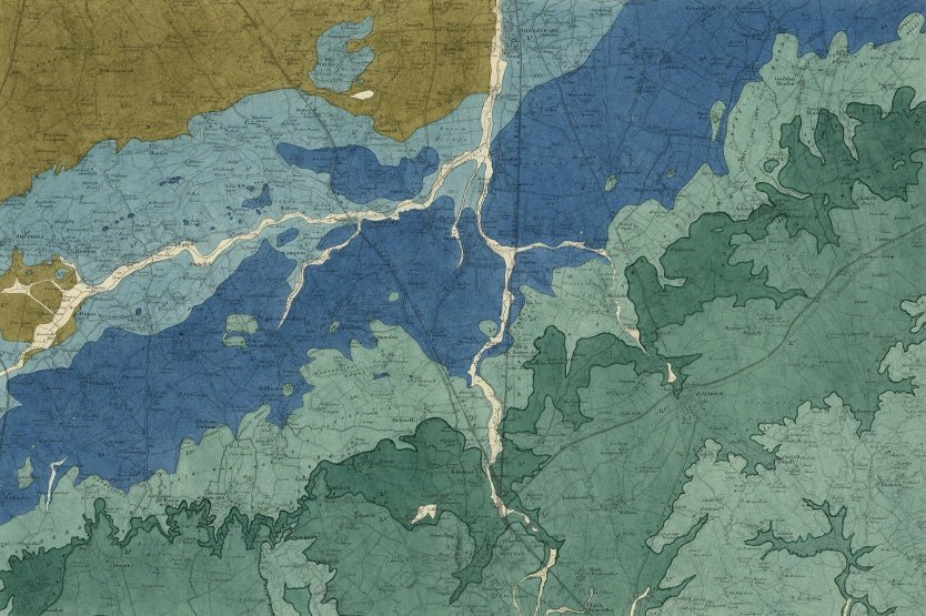 Oxford Clay Wallpaper with geological map design close up