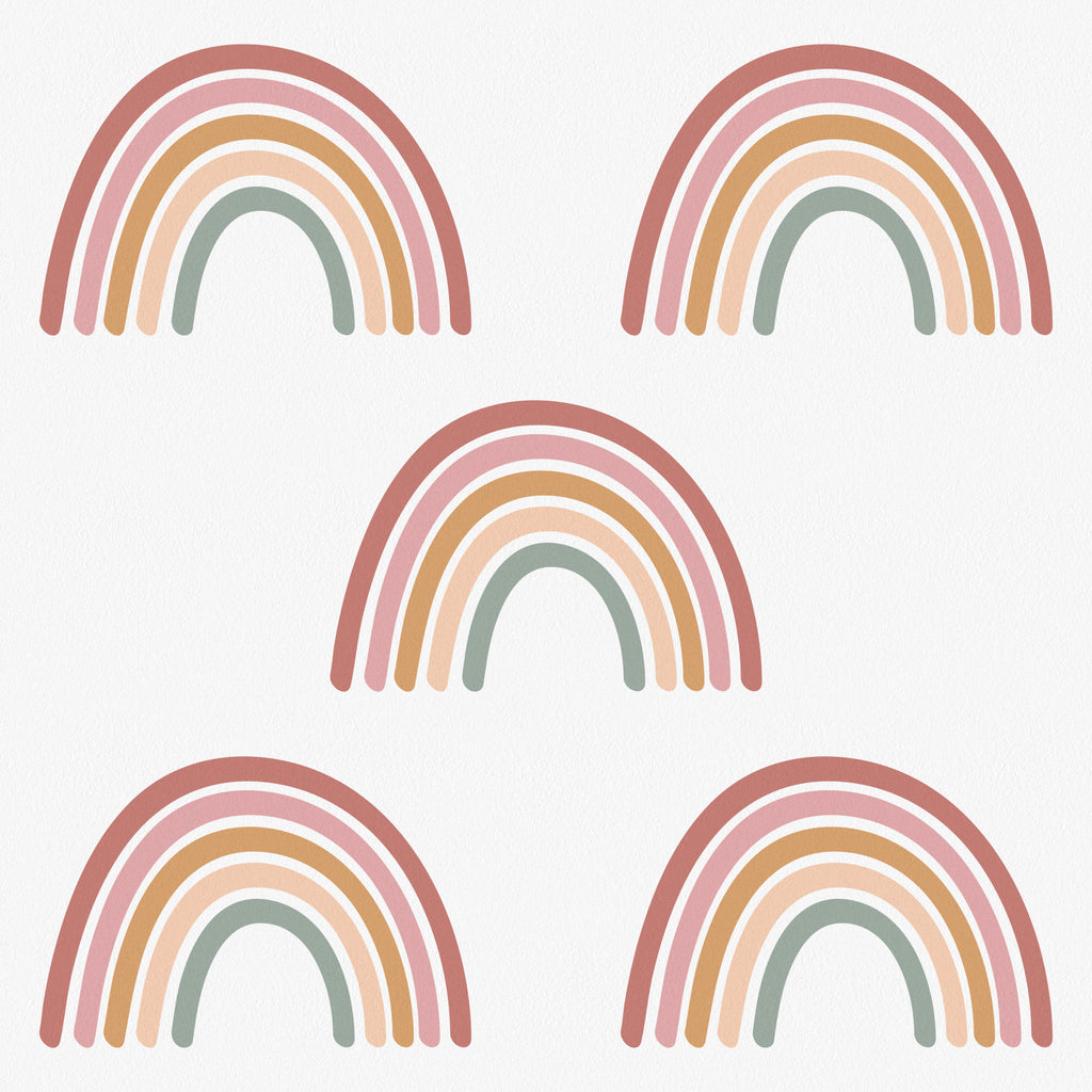 rainbow wall decals, sweet and pink