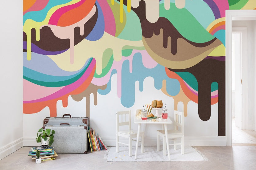 Dripping Ice Cream, Mural Wallpaper in kid's playroom