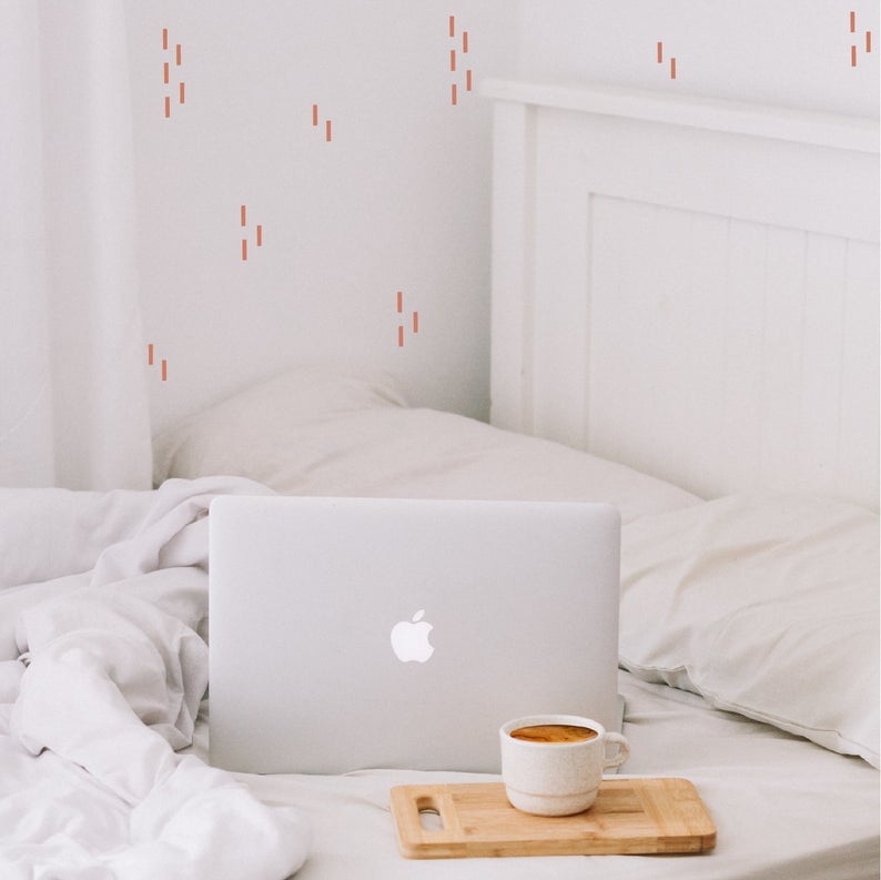 Delicate stubby lines wall decal in a bedroom