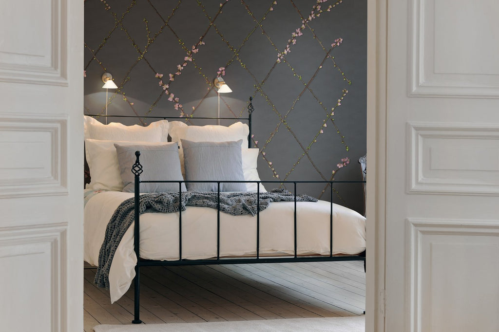 Winding Spring, Floral Pattern Wallpaper as seen from a door of a bed room