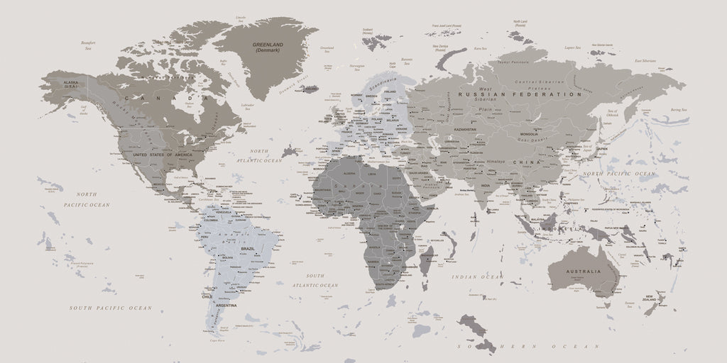 Classic Atlas, World Map Mural Wallpaper close up