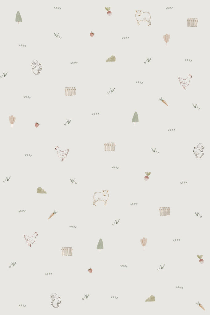 Mini Barnyard wallpaper featuring Featuring friendly barnyard animals amidst trees and farm houses close up